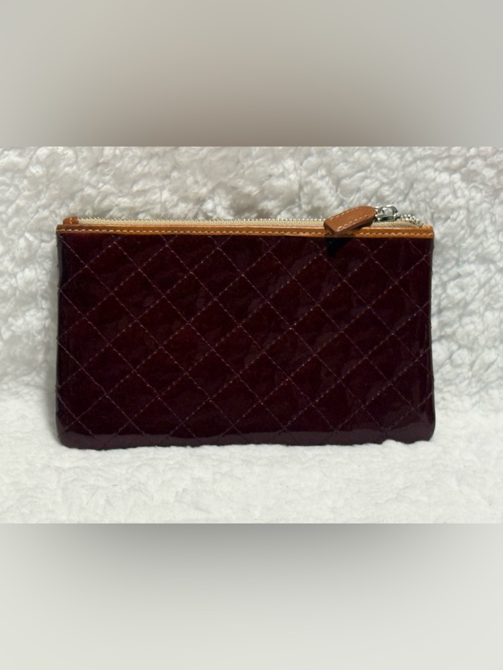 Consuela Quilted Burgundy and Tan Slim Wallet - Picture 2 of 3